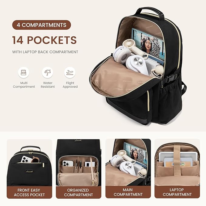 LOVEVOOK Laptop Backpack for Women with Pouch Pocket for Large Capacity Cup,18 Inch Laptop Computer Bag Travel Backpack Purse,Waterproof Work Business Backpack College Teacher Bags,Grayish Purple