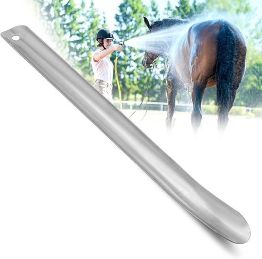 Jeffers Equine Aluminum Sweat Scraper for Horses, 15" - Contoured PVC Coated Grooming Tool for Removing Sweat, Water, Ergonomic Grip for Easy Use, Moisture from Hooves, Coat, Blanket, Pony, Stable