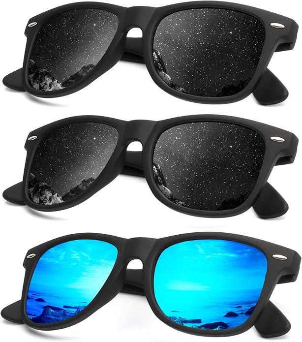 KALIYADI Polarized Sunglasses for Men and Women Matte Finish Sun glasses Color Mirror Lens UV Blocking (3 Pack)