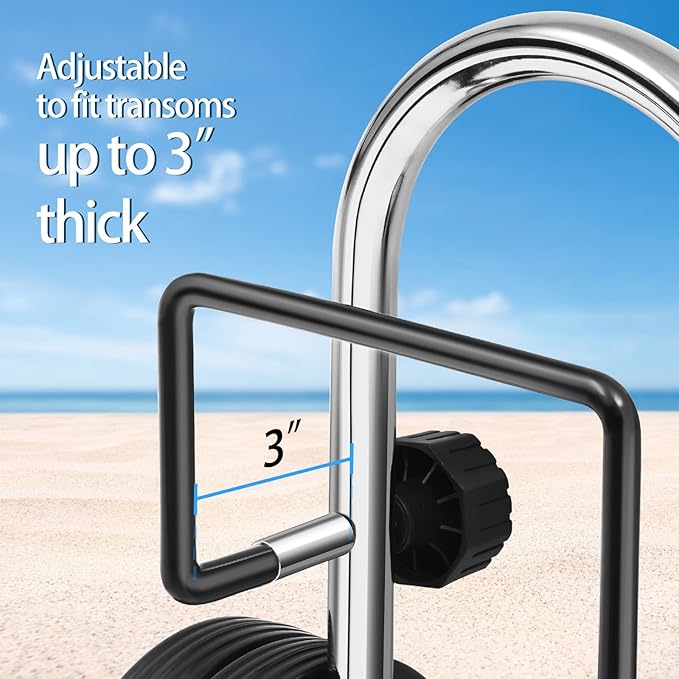 Boat Dolly Canoe and Fishing Boat, Heavy-Duty Chrome-Plated Steel Boat Carrier Cart with Dual Wheels, Adjustable Clamp(Fit Transoms up to 3" Thickness)