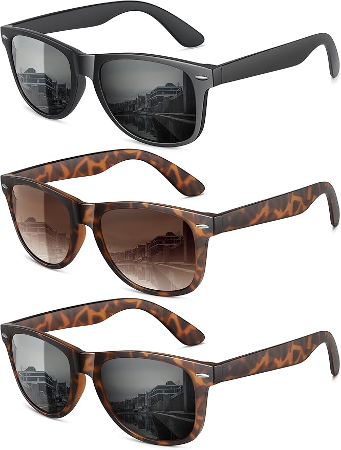 MEETSUN Polarized Sunglasses for Women Men Classic Retro Trendy Driving Sun Glasses UV400 Protection (3 Pack)