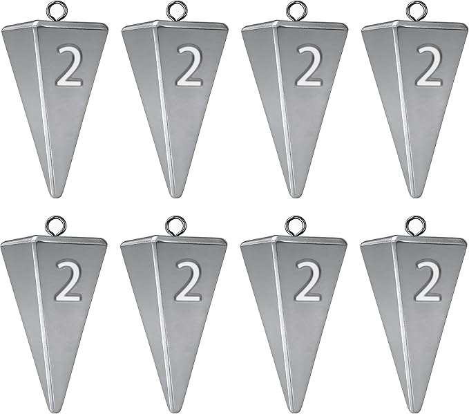 Pyramid Sinkers Fishing Weights, Saltwater Fishing Sinkers for Surf Fishing Gear Tackle - 1oz, 2oz, 3oz