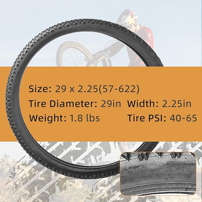 2-Pack Hybrid Bike Tire Kit: 26/27.5/29-inch Lightweight Bicycle Replacement Tires with Inner Tubes and Tire Levers Compatible with MTB,Urban Bike,26 x 1.95/27.5 x 2.1/29 x 2.25
