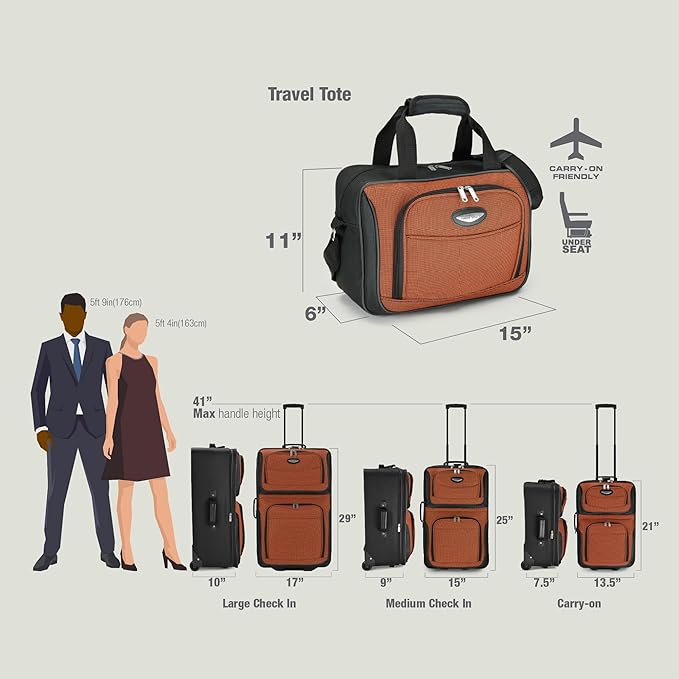 Travel Select Amsterdam Softside Expandable Luggage with Rolling Wheels, Navy, 4-Piece Set (15/21/25/29)