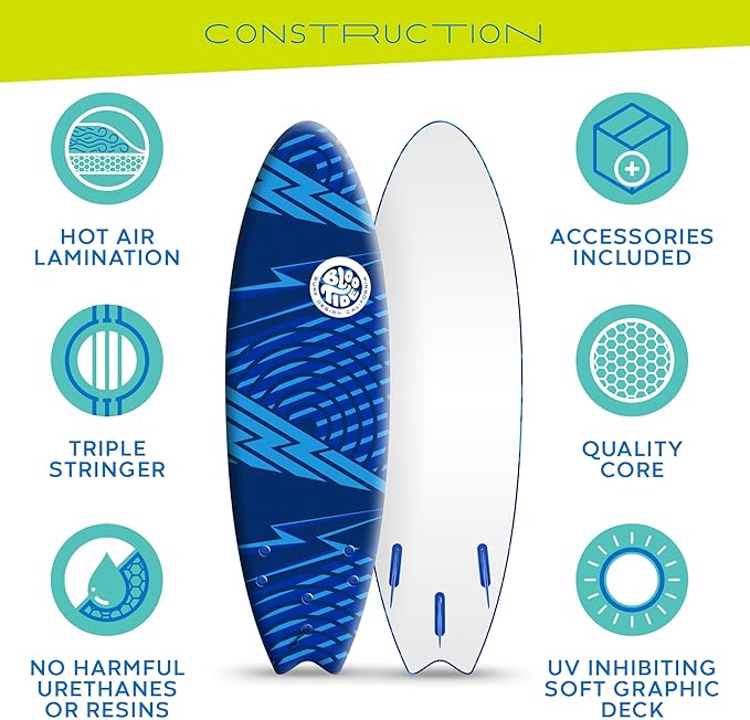 Foam Bloo Tide 6’ Swallow Tail Soft Surfboard
