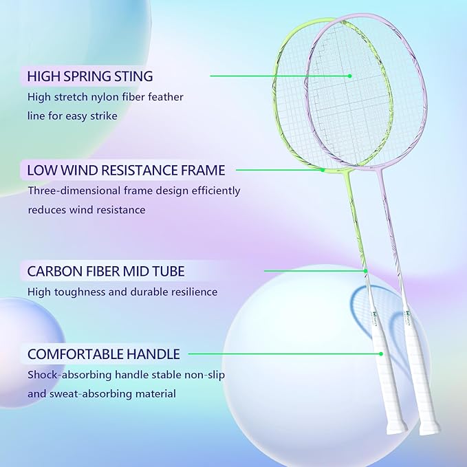 Professional Carbon Fiber Badminton Rackets Badminton Racquet for Backyards Gym
