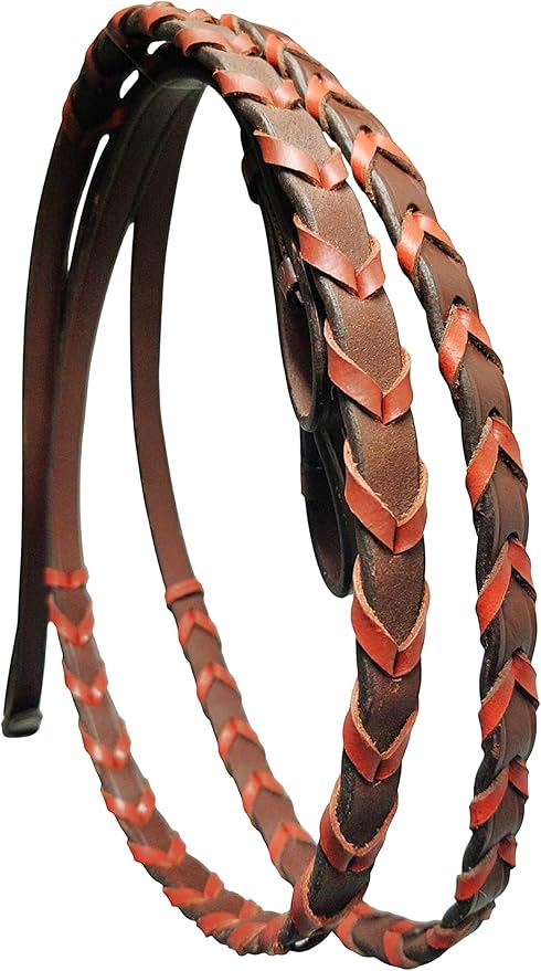 Braided Havana Brown Leather Bridle with Removable Flash – Padded Browband & Noseband – Horse Riding Bridle for Schooling & Show - Size Full
