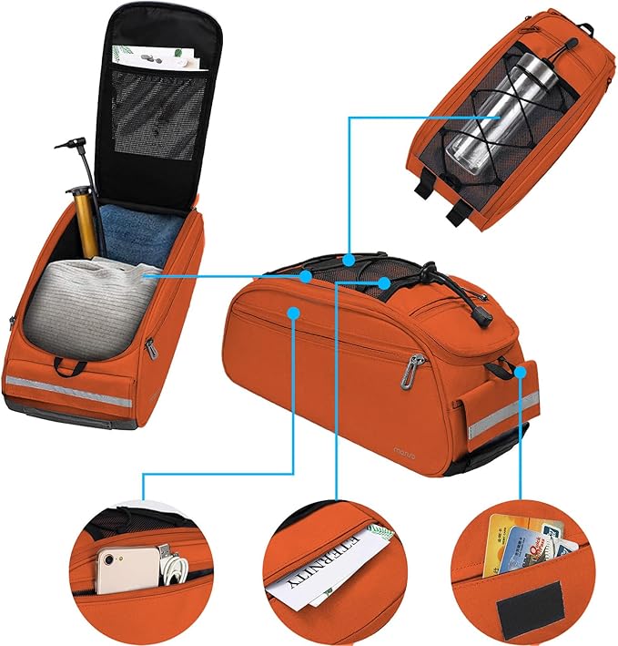 MOSISO Bike Rack Bag, Waterproof Bicycle Trunk Pannier Rear Seat Pouch Cycling Bike Carrier Backseat Storage Luggage Saddle Shoulder Bag