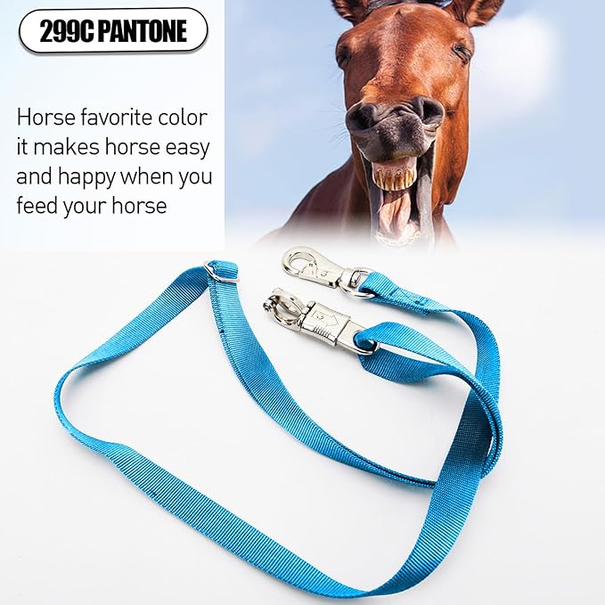 2PCS Cross Ties,Heavy Duty Adjustable Nylon Cross Ties for Horse Horse Trailer Tie with Panic Snap and Bull Snap,Adjustable Length from 44.5-78.5 Inch,Blue