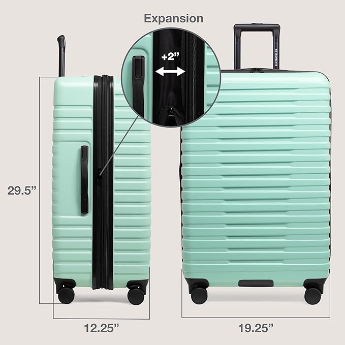 U.S. Traveler Boren Expandable Hardside Rugged Travel Luggage with 8 Spinner Wheels, Mint, 3-Piece Set