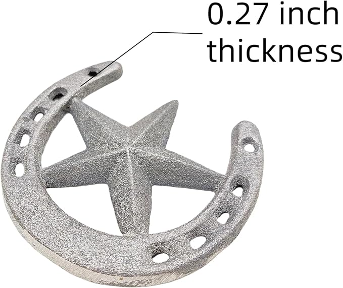 8 Pcs Horse Shoes with Star for Decorations, Durable Cast Iron Lucky Horseshoes Wall Décor for Indoor, Outdoor, Wedding, Birthday, Western Cowboy Party Favors Decor