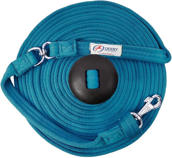 Premium Horse Training Super Soft Grip Swivel Lunge Line with Rubber Stopper with 6 Month Warranty and Replaceable Snap