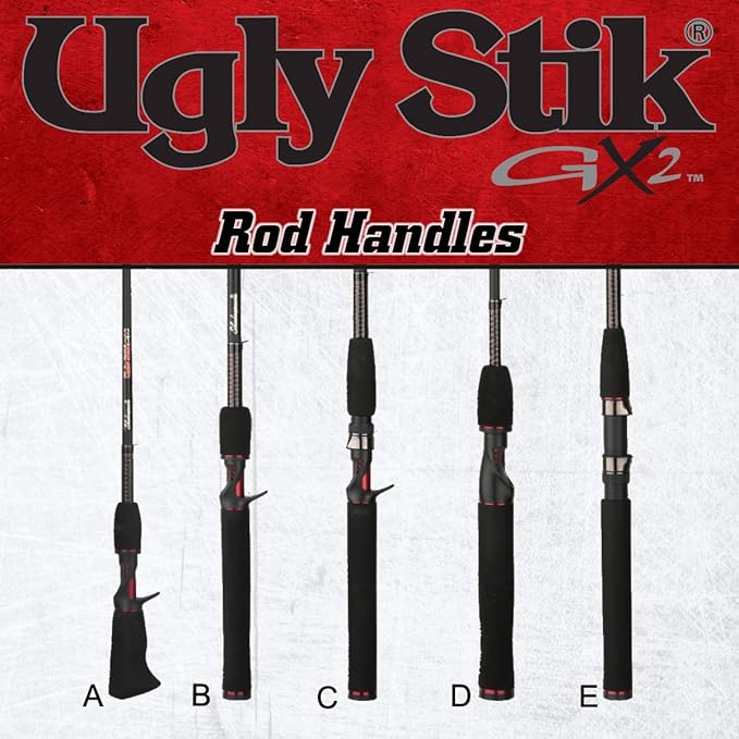 Ugly Stik 6’6” GX2 Spinning Rod, Three Piece Spinning Rod, 6-15lb Line Rating, Medium Rod Power, Moderate Fast Action, 1/8-5/8 oz. Lure Rating