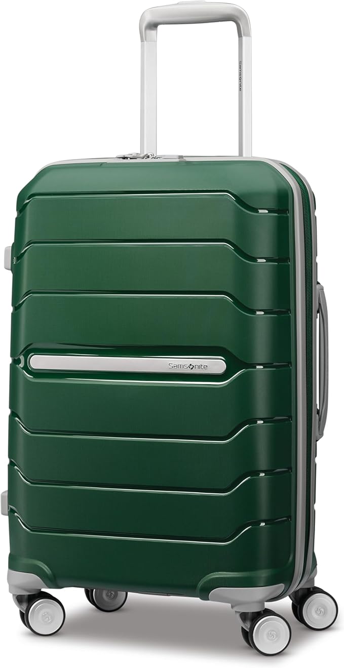 Samsonite Freeform ハードサイド 機内持ち込み手荷物 スピナーホイール付き - ハードシェル スーツケース - TSA、航空会社承認済み - 拡張可能ハードシェル、軽量旅行のためのスムーズな回転ホイール - パイングリーン