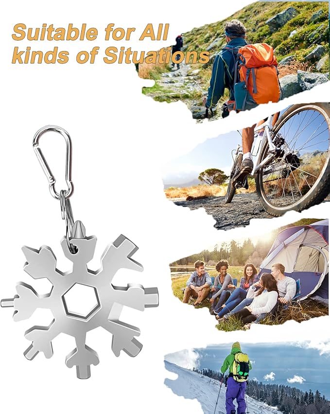 Stocking Stuffers for Adults Men, 2 Pack 18 in 1 Snowflake Multitool, Christmas Gifts for Adults, White Elephant Gifts for Men Who Have Everything,Tool Gift for Him Women Husband Boys
