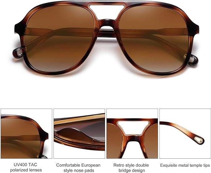 SOJOS Retro Polarized Aviator Sunglasses Womens Mens Classic 70s 80s Vintage Trendy Square Aviators SJ2174