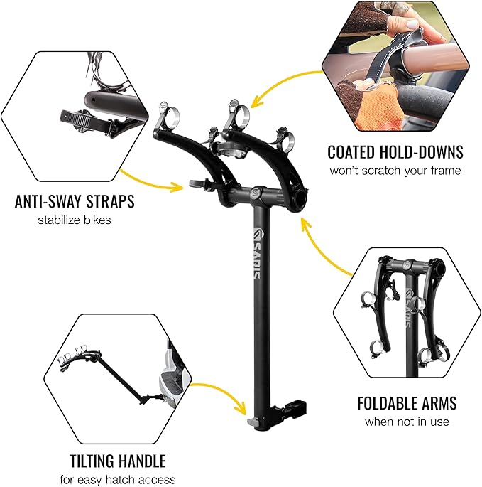 Saris Bones 2-Bike Hitch Rack Bicycle Carrier, with Easy Fold Design and Tilting Base