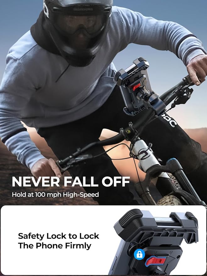 Bovemanx Motorcycle Phone Mount Holder, [Ultra-Stable][7 inch Phone Friendly] Bike Holder Handlebar Cell Clamp Harley Accessories for iPhone 16 15 14, 4-7" Smartphones