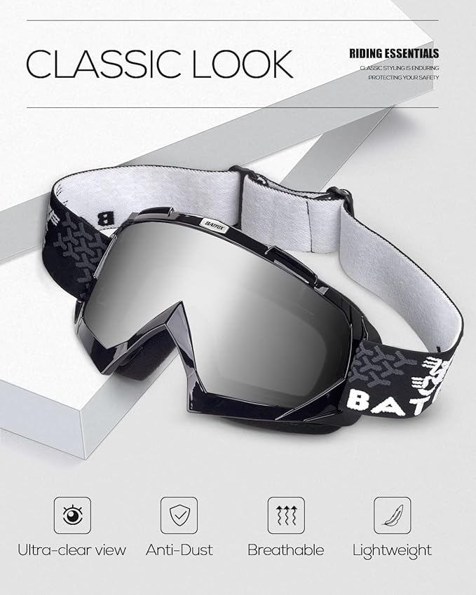 Dirt Bike ATV Goggles Motorcycle Gear Riding Motocross Dirtbike 4-Wheeler MX DH Accessories Goggles Glasses for Men Women Youth UV400 Protection Dust-proof Anti-Slip Strap