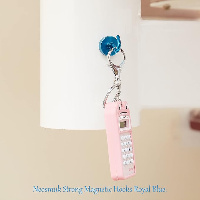 Neosmuk Magnetic Hooks, Heavy Duty 40lb+ Strong Magnet Hook for Cruise Cabins, Cruise Ship Essentials for Hanging, Metal Wall Refrigerator Hangers (Blue, 10 Pack)