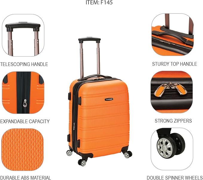 Rockland Melbourne ハードサイド 拡張可能 スピナーホイール荷物、グリーン、機内持ち込み20インチ