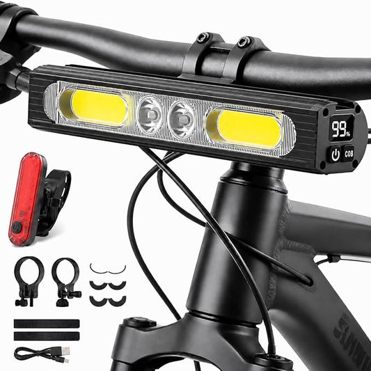 Bike Lights for Night Riding,1200 Lumens High&Low Beam Front Light, OLED Display USB-C Rechargeable Bicycle Lights,IPX6 Waterproof Ebike Headlight with Tail Light for MTB,Off-Road,City Riding