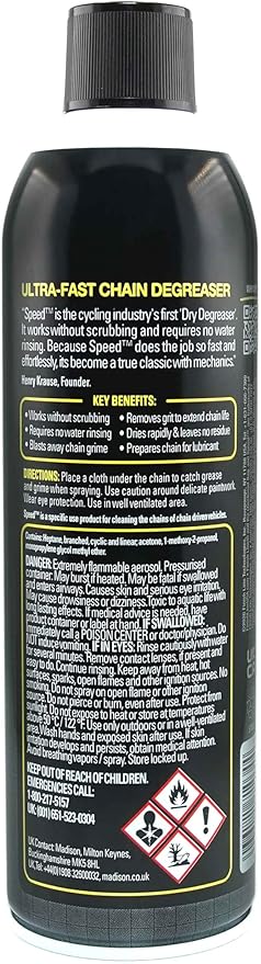 Finish Line Speed Bike Degreaser – Powerful Dry Formula for Bicycle Chains, Gears, and Disc Brakes, Turbo Spray Cleans Fast, Evaporates with No Residue, 18 oz