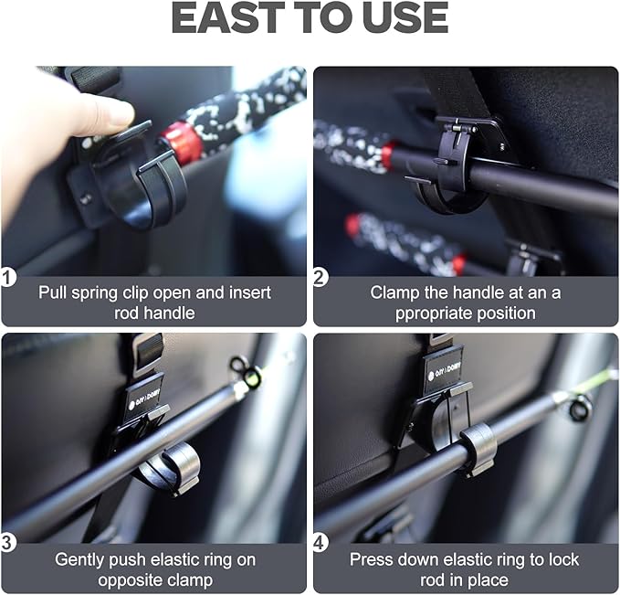 OJYDOIIIY Fishing Rod Racks for Car, 4-Rod or Combos Capacity Rod Holder for Car,SUV,Truck Front or Rear Seats
