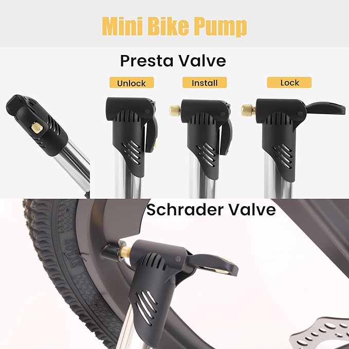 33Pcs Bike Repair Tool Kit with Mini Bicycle Pump, 16 in 1 Multi-Tool, 2mm-6mm Allen Wrenches, Bicycle Repair Bag Used for Mountain and Road Bikes
