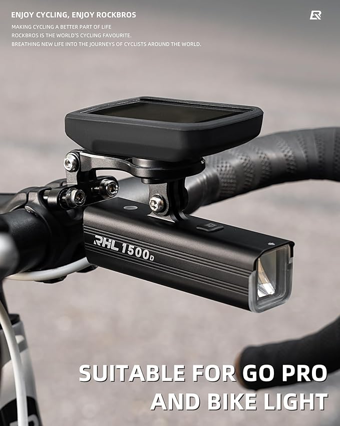 ROCKBROS Out-Front Bike Computer Mount - Aluminum Mini Mount Compatible with Garmin, Bryton, GoPro