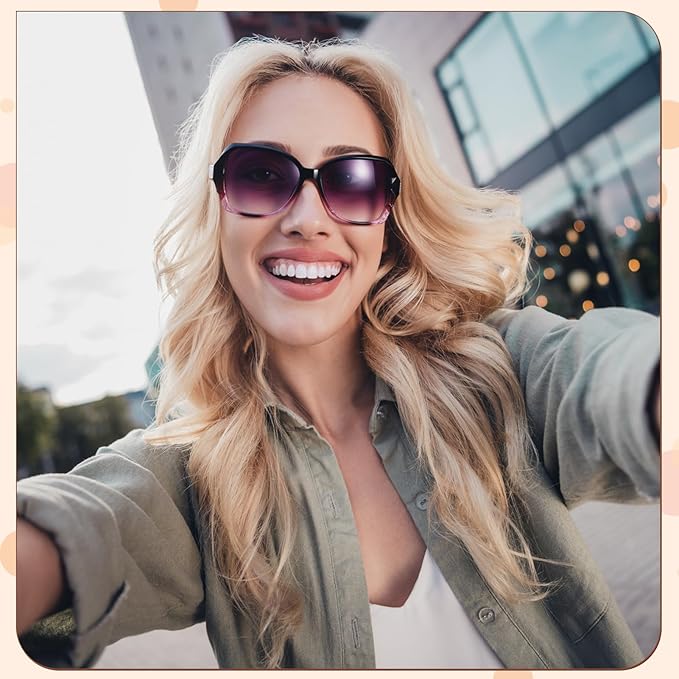 DragonflyDreams 4 Pcs Women Large Sunglasses, UV 400 Glasses Oversized Classic Trend Ladies Sunglasses Sparkling Large Frame