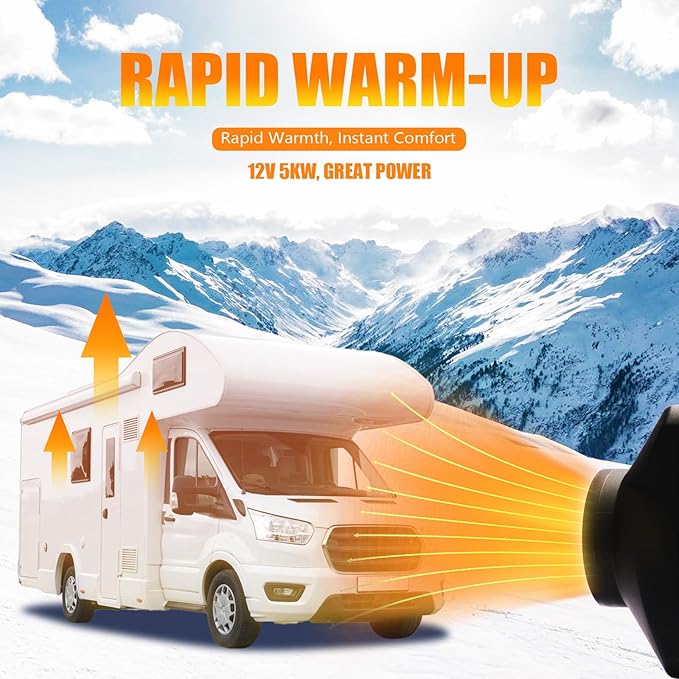 WAYSKA ディーゼルヒーター 12V 15Lタンク ディーゼルエアヒーター 5KW マフラー LCDモニター&リモコン付き トラック、トレーラー、ボート、モーターホーム用 ディーゼルパーキングヒーター