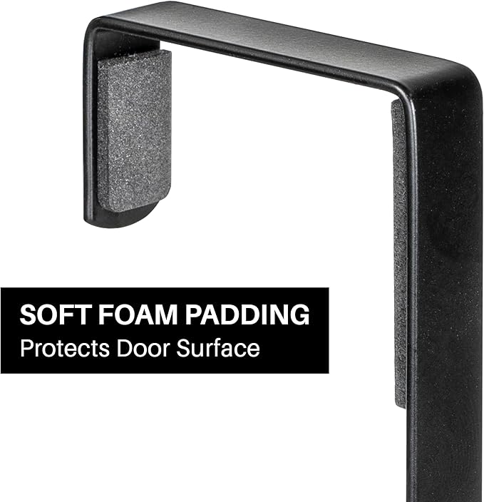 LYNK Professional® Home™ Over The Door Hooks - 5 Hook Over The Door Hanger - Over Door Coat Rack - Hanging Towels or Clothes - Bathroom, Bedroom or Laundry Room - Lifetime Ltd. Warranty – Black