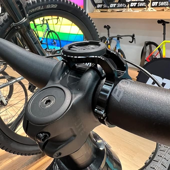 Cestbon Mountain Bike Mount for Garmin Edge Wahoo Elemnt Bryton Rider Stages Dash Hammerhead Karoo, Bike Stem Mount for Handlebar 35mm(Black)
