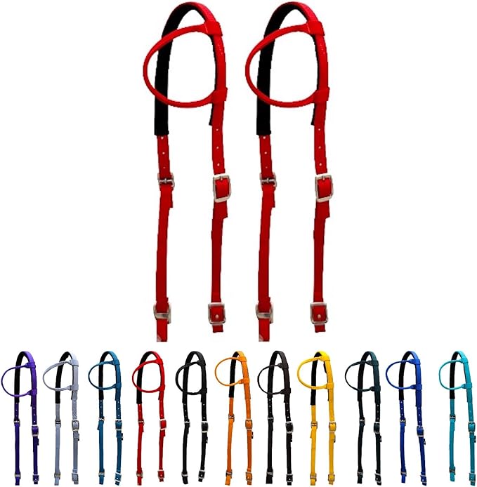 Majestic Ally Nylon Padded Sliding Single Ear Headstall for Horses- Set of 2 - Multiple Colors