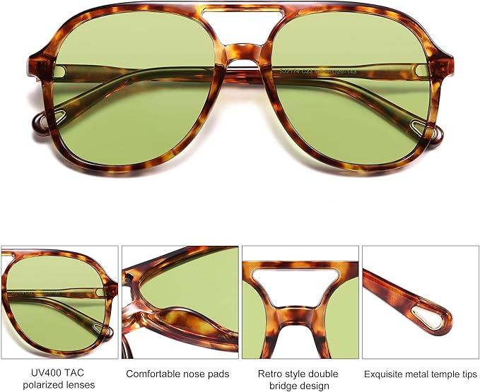 SOJOS Retro Polarized Aviator Sunglasses Womens Mens Classic 70s 80s Vintage Trendy Square Aviators SJ2174