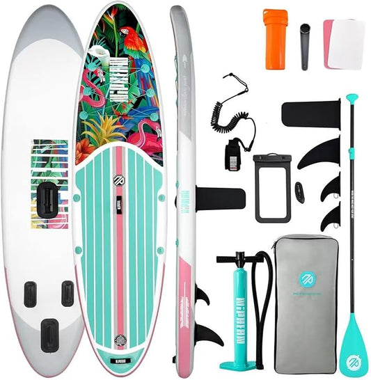 Niphean Inflatable Stand Up Paddle Board with SUP Accessories, Anti-Slip EVA Deck, 10’6’’ Inflatable Paddle Boards for Adults & Youth of All Skill Levels