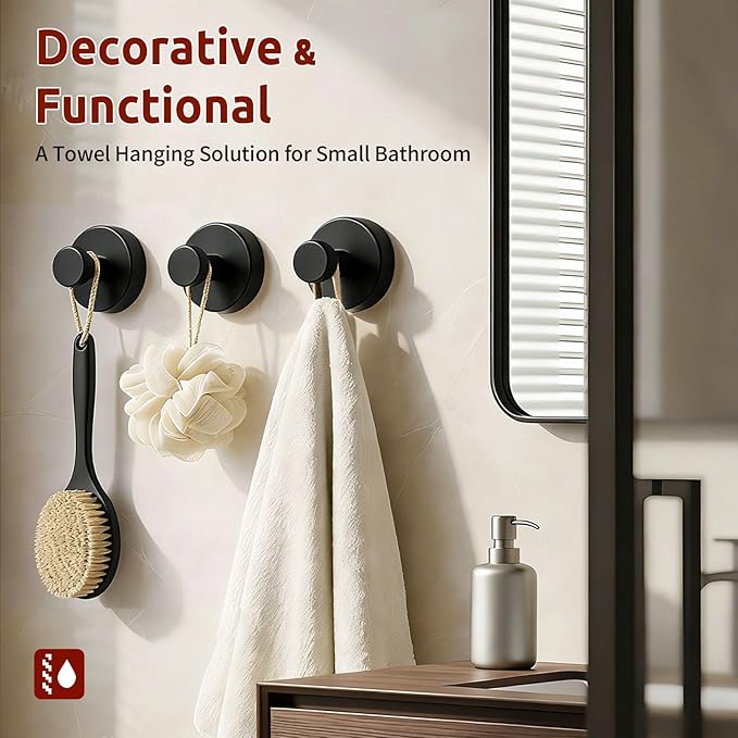 4 Packs Suction Cup Hooks for Shower, Heavy-Duty Wreath Hangers for Front Door, No Drill Glass Door Shower Suction Hooks No Damage for Walls Bathroom Kitchen Window Mirror Tile Towel Coat Robe Loofah