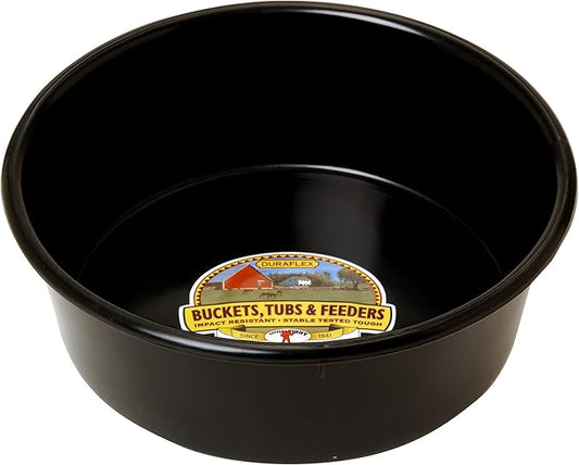 Little Giant® Plastic Utility Pan | Feed Pan | Durable & Versatile Livestock Feeding Bucket | Made in USA | 5 Quart | Black