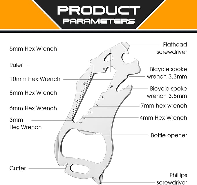 Father's Day Gifts for Dad from Daughter Son, Keychain Multi-tool 16 in 1 Pocket Gadgets Tools Bottle Opener Screwdriver, EDC Tool Key Ring Anniversary Birthday Gifts for Men Him (Tiger)