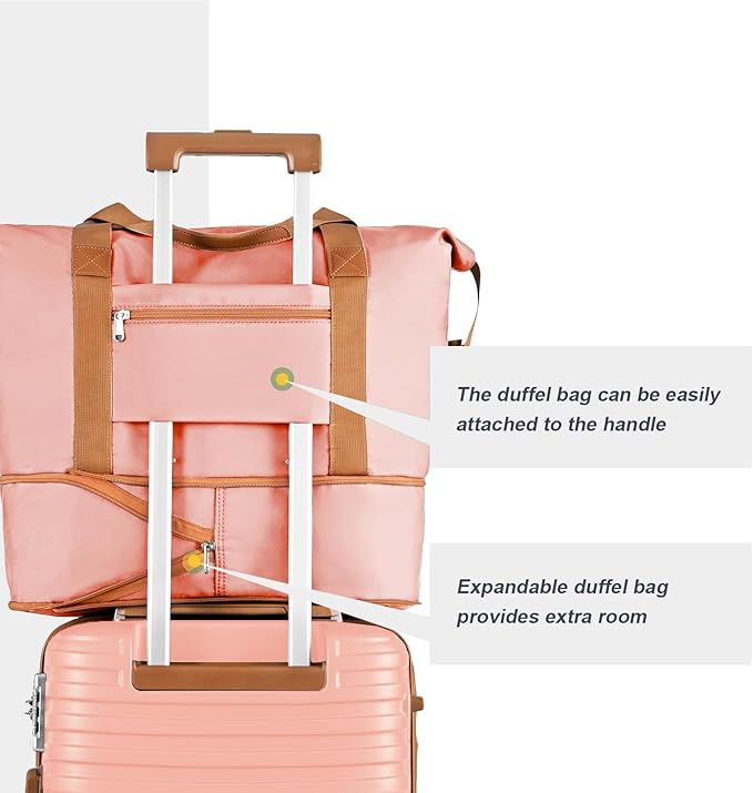 Joyway Expandable Luggage Sets 5 Piece Carry on and Check,Hardside Suitcase with Spinner Wheels and TSA Lock (Pink,20/24)