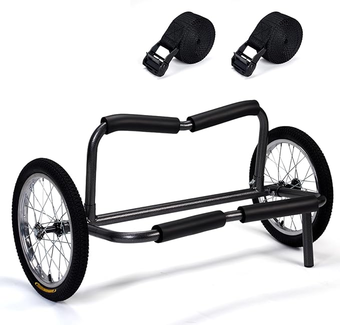 Kayak Beach Cart, SUP Cart,Width Adjustable Universal Canoe Dolly Heavy Duty Kayak Trolley with 16" Wheels, Sturdy 300 LBS Weight Capacity