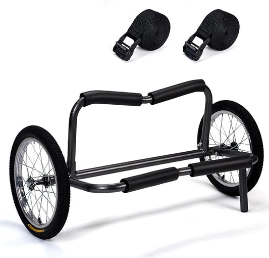 Kayak Beach Cart, SUP Cart,Width Adjustable Universal Canoe Dolly Heavy Duty Kayak Trolley with 16" Wheels, Sturdy 300 LBS Weight Capacity