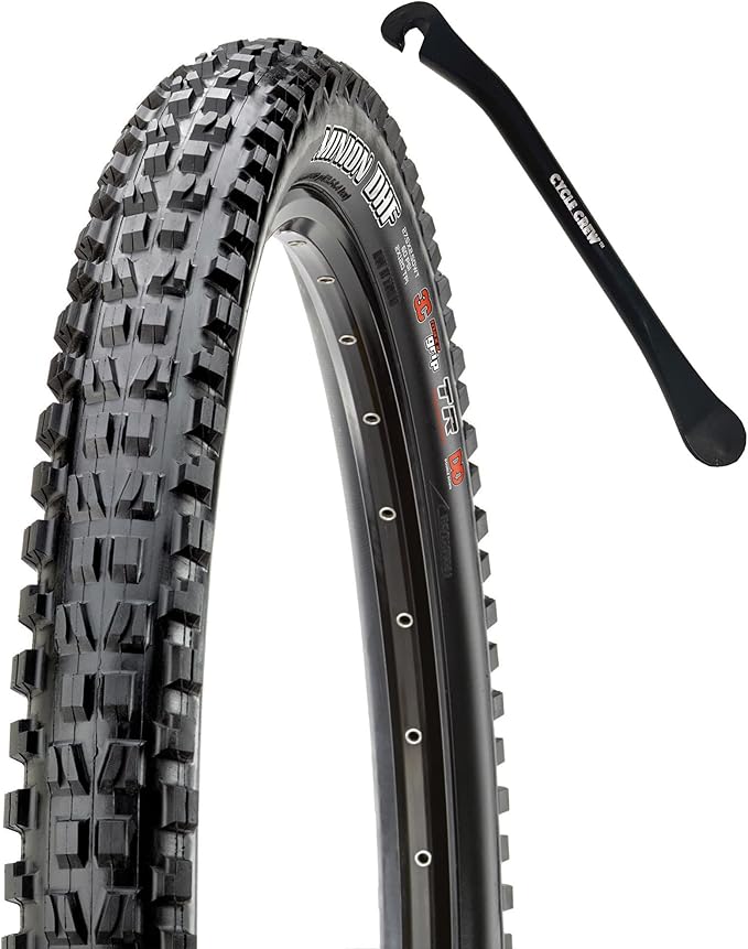 Minion DHF Mountain Bike Tire - Bundle with Cycle Crew Tire Lever | Gold Standard of Gravity Focused Tread