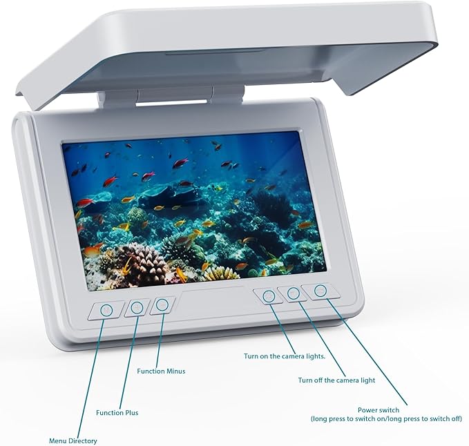 FOURQ フィッシングカメラ、220°超広角HD水中フィッシングカメラ（4.3インチLCD＆IRナイトビジョン、5000mAh充電式バッテリー、100フィートケーブル付き）アイス・湖・ボート・カヤックフィッシング用
