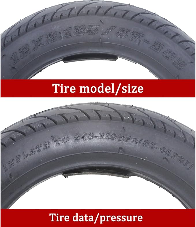 2 Pack 12 1/2 x2 1/4 Tubeless Tire, 12.5x2.25(57/62-203) Dirt Bike Tire - 12inch Tubeless Bike Tires, Strong Grip Replacement fits Children’s Bike Folding Bike Tricycle, 6PR.35-45PSI