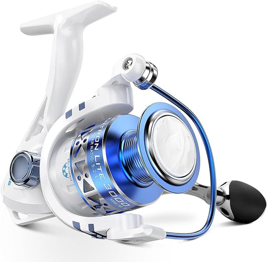 KastKing Centron & Centron Lite Spinning Reels, Size 500 is Perfect for Ice Fishing, Up to 17.5 Max Drag, 5.2:1 Gear Ratio, Ultra Smooth Powerful, CNC Aluminum Spool, 9+1 BB Light Weight