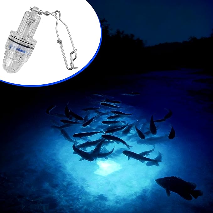 OROOTL LED Fishing Lights Underwater Battery Powered Deep Drop Fishing Light with Clip Waterproof Fish Attracting Lure Lamp Green Blue Red White Multicolor 2,100ft