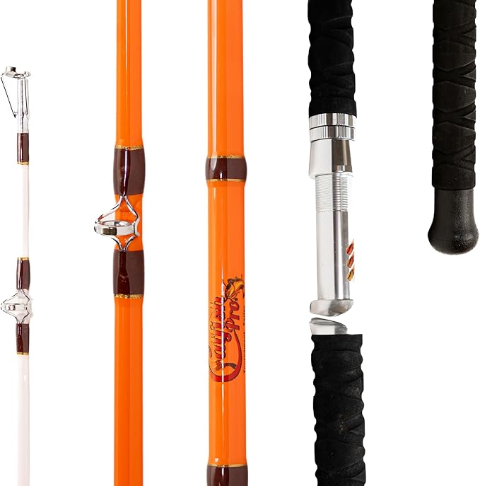 キャットフィッシュプロ トーナメントシリーズ2.0 グローロッド 7'6" ワンピース スピニングまたはキャスティング、M、MH、Hアクション、太陽光活性蓄光ロッド、滑り止めスーパーグリップハンドル、ステンレススチールガイド