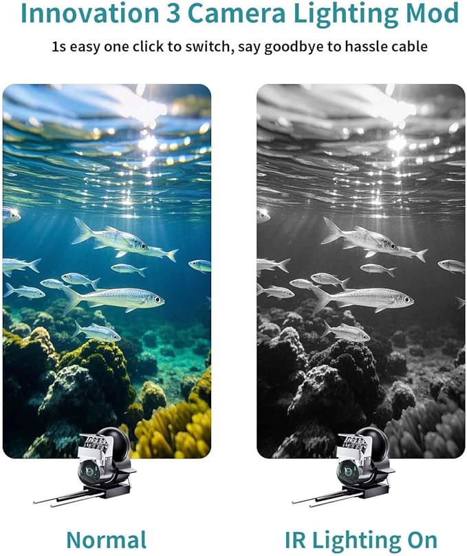 FOURQ Underwater Fishing Camera,Fishing Camera with Infrared Night Vision Light, Portable Fish Finder with 100ft Cable, 4.3 Inch LCD and Upgraded HD Lens for Ice Lake Boat Kayak Fishing